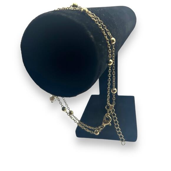 Macy's AND NOW THIS Two-Row Charm Anklet in Gold-Plate Infinity Beaded - Picture 9 of 10